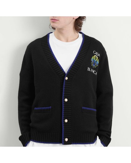Casablanca Black Flaming Tennis Ball Cardigan for men