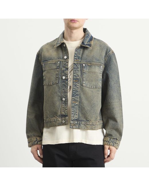 Represent Green Denim Trucker Jacket for men