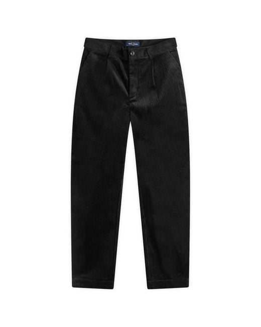 Fred Perry Black Jumbo Corduroy Trousers for men