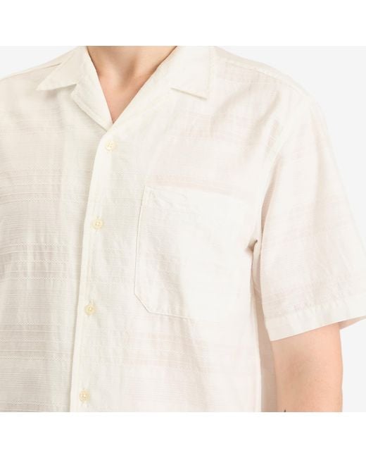 Universal Works White Deffe Self Stripe Minari Shirt for men