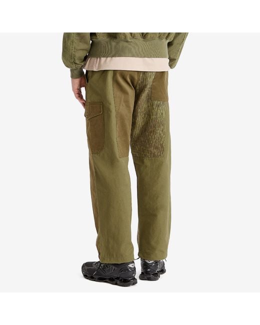 Maharishi Green Upcycled Loose Patchwork Cargo Pants for men