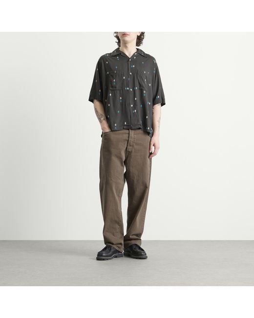 Unlikely Dry Goods Black Argyle Rayon Shirt for men