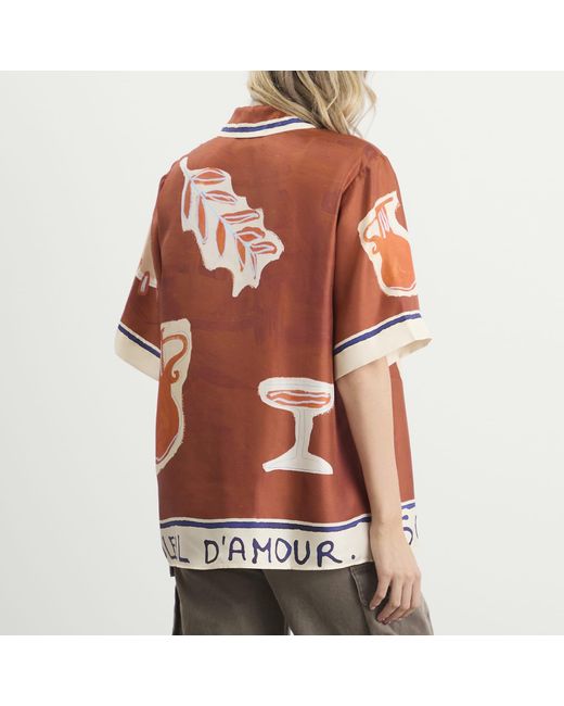 ALÉMAIS Red Soleil D'Amour Silk Shirt