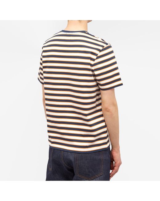 Maison Kitsuné Multicolor Cafe Kitsune Printed Striped Regular T-shirt-shirt for men