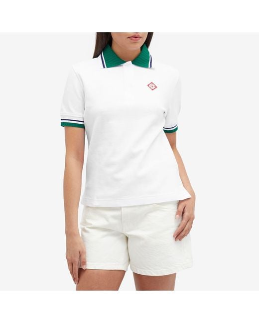 Casablancabrand White Textured Pique Polo Shirt Top