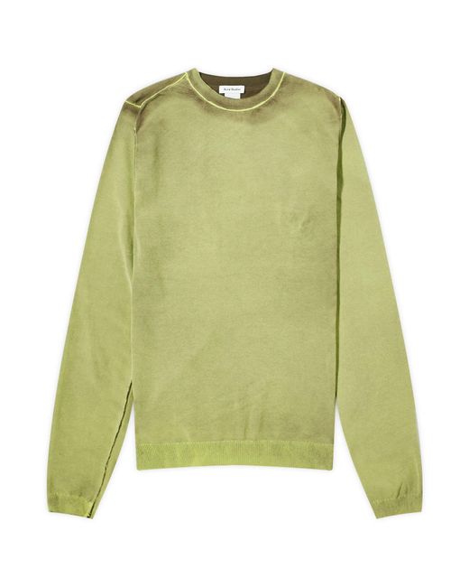 Acne Green Fitted Logo Knit Top