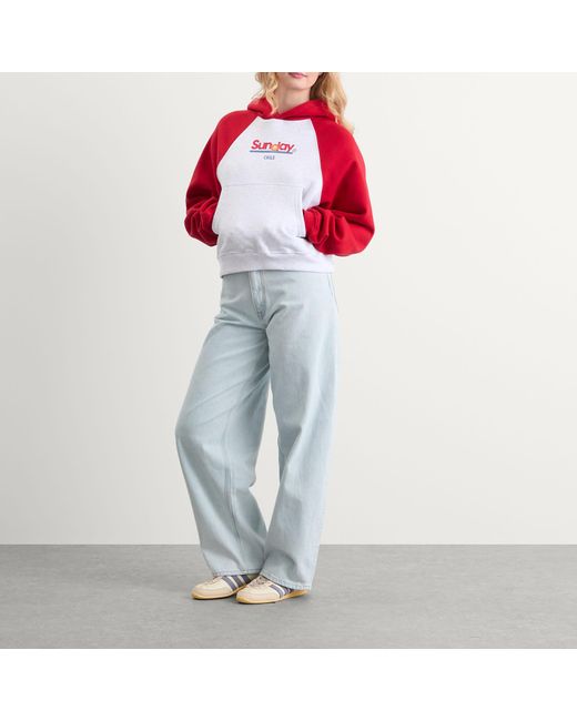SUNDAYFRUITMARKET Red Sunday Ranglan Hoodie