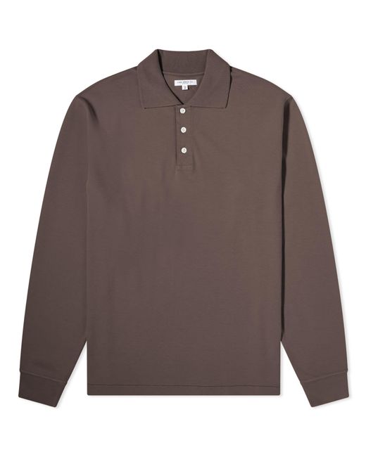 Lady White Co. Brown Lady Co. Long Sleeve Three Button Polo Shirt for men