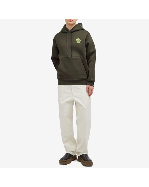 Moncler Green Badge Logo Hoodie for men