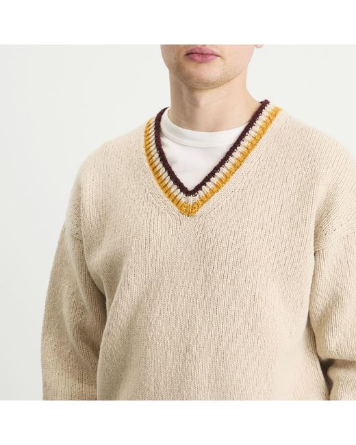Visvim White College V-Neck Knit for men