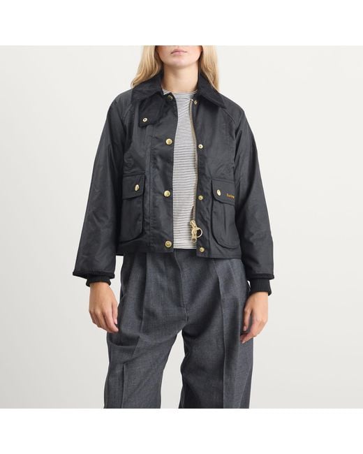 Barbour Black Cropped Beadnell Wax Jacket