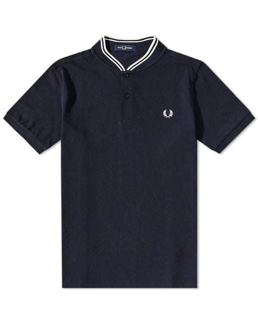 Fred Perry Blue Bomber Jacket Collar Polo Shirt for men