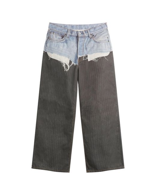 Acne Gray 1981 Trompe L'Oeil Pinstripe Print Jeans for men