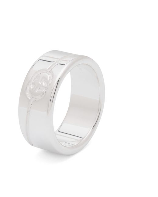 Gucci Metallic Diagonal Interlocking G Wide Ring for men
