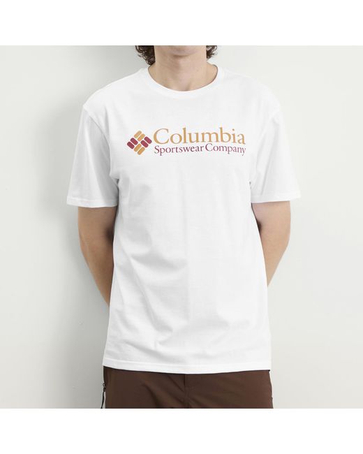 Columbia White Csc Basic Logo T-Shirt for men