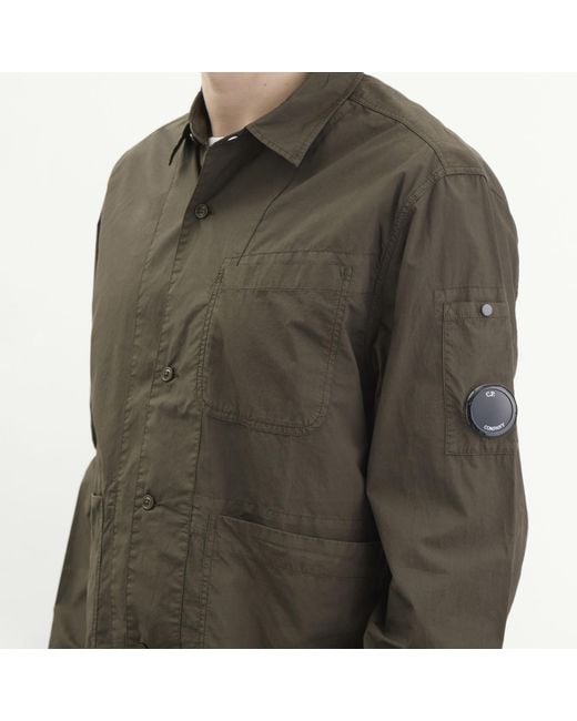 C P Company Green Popeline Lens Overshirt for men