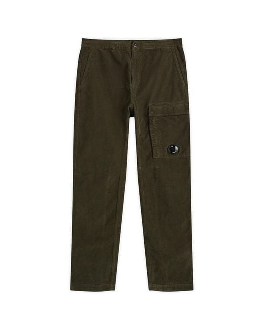 C P Company Green Corduroy Lens Cargo Pant for men
