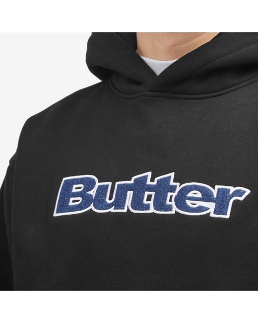Butter Goods Black Denim Logo Applique Hoodie for men