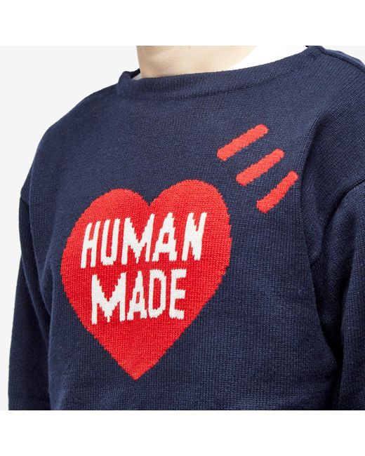 Human Made Heart Knit Sweater in Blue for Men | Lyst UK