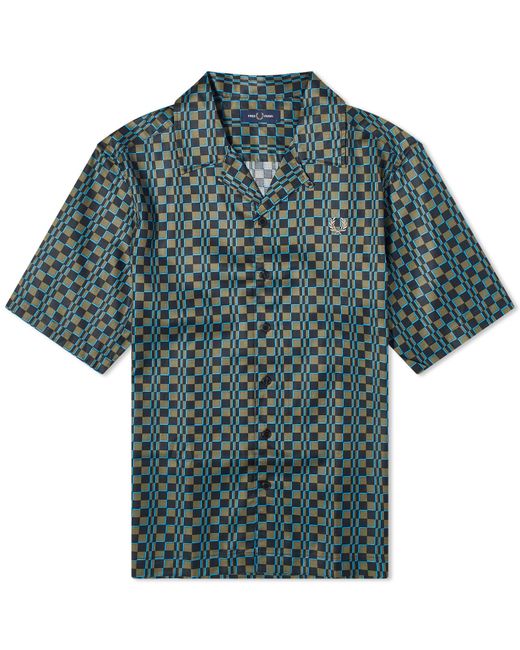 Fred Perry Blue Glitch Chequerboard Vacation Shirt for men