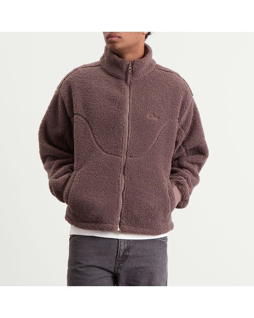 Dime Brown Polar Fleece Sherpa Zip Jacket for men