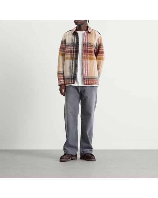 Wax London Brown Nolan Wool Blend Check Overshirt for men