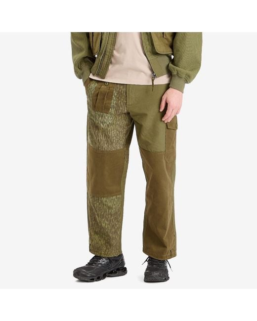 Maharishi Green Upcycled Loose Patchwork Cargo Pants for men