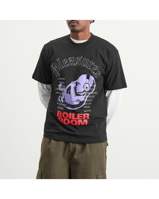 Pleasures Black X Boiler Room Headphone T-Shirt for men