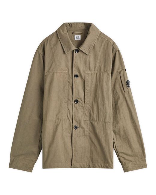 C P Company Green Diagonal Flatt Nylon Overshirt for men