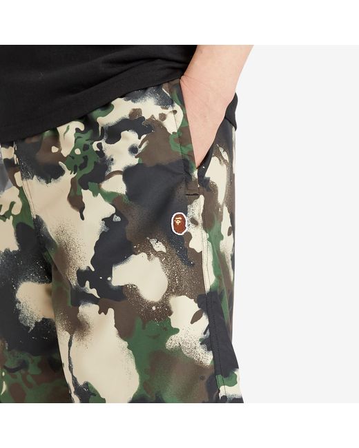 A Bathing Ape Green Map Camo Regular Fit Beach Shorts for men