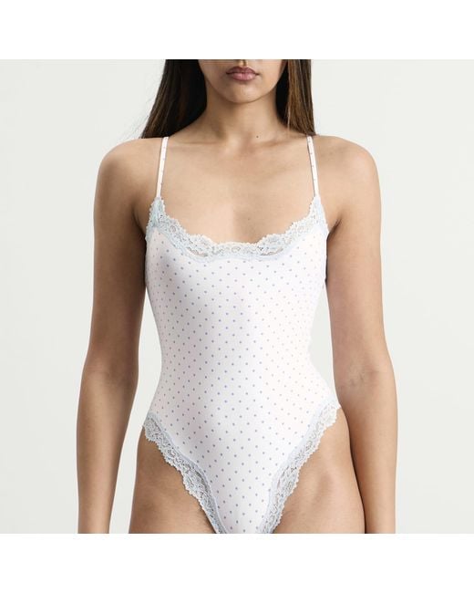 Skims White Fits Everybody Lace Cami Bodysuit