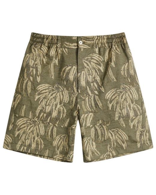 Jacquemus Green Banana Jacquard Canvas Shorts for men