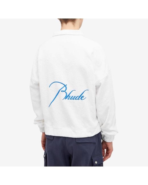 Rhude White Towel Rugby Shirt for men