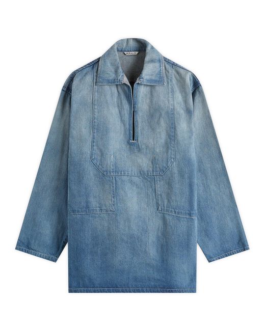 AURALEE Selvedge Faded Denim Shirt in Blue | Lyst