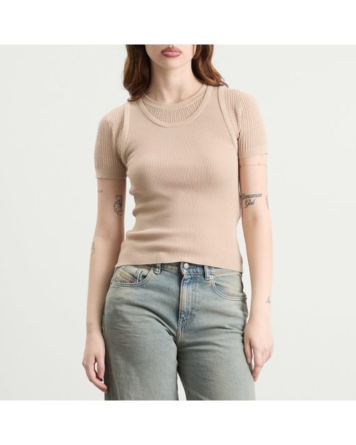 Acne Natural Kred Thin Ribs Layered T-Shirt