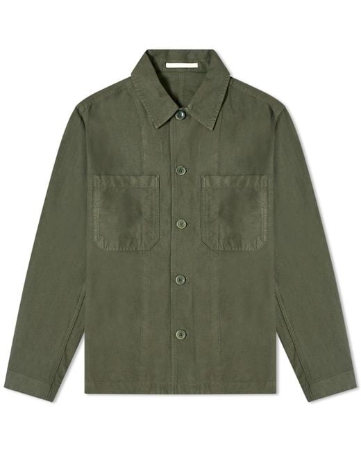 Norse Projects Green Tyge Cotton Linen Overshirt for men
