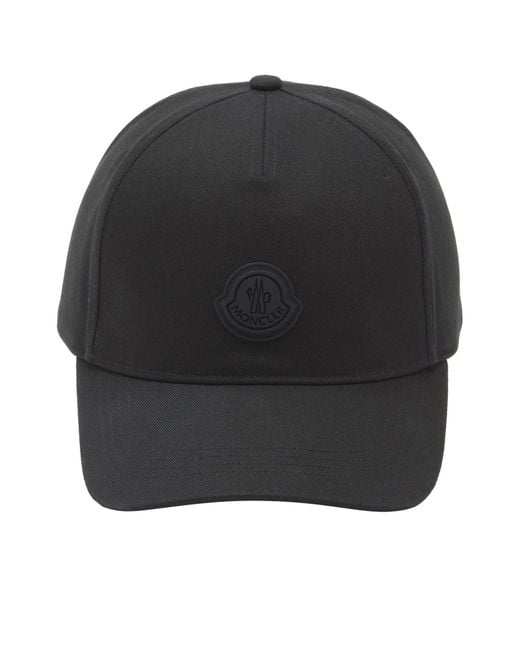 Moncler Black Cotton Logo Cap for men
