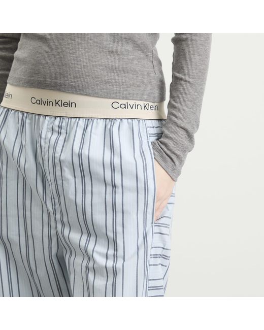 Calvin Klein Blue Cotton Poplin Sleep Pant