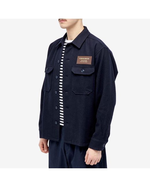 Human Made Blue Wool Cpo Overshirt for men