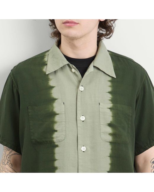 Nomarythm Textile Green Hand Dye Open Collar Shirt for men
