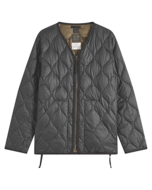 Taion Gray Military Zip V-Neck Softshell Down Jacket for men