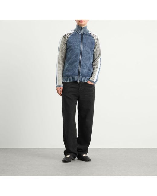 DIESEL Blue Knit Zip Cardigan for men