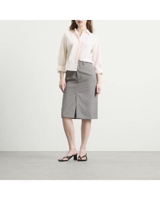 Jil Sander Gray High Waist Skirt With Slashed Side Waistband