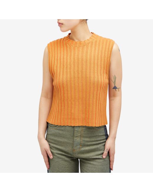 Eckhaus Latta Orange Keyboard Knitted Vest Top
