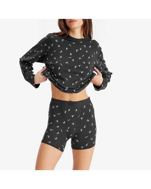Skims Black Boyfriend Long Sleeve + Short Set