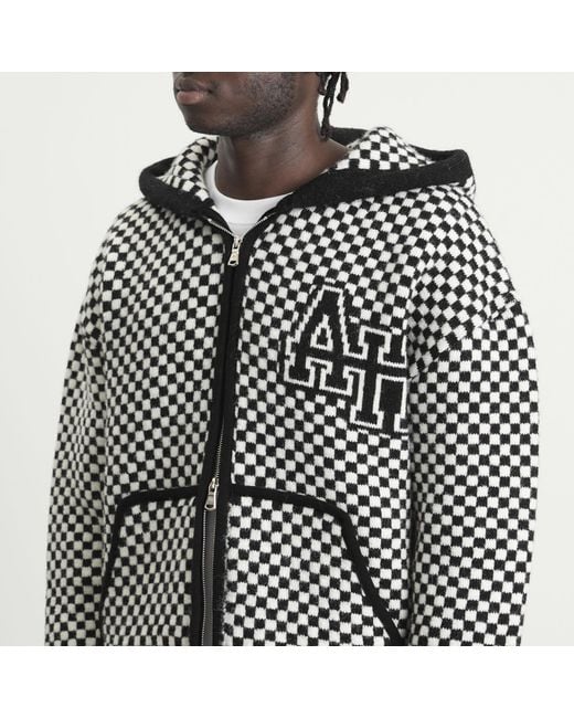 Annie Hood Black Checked Knitted Jacket for men