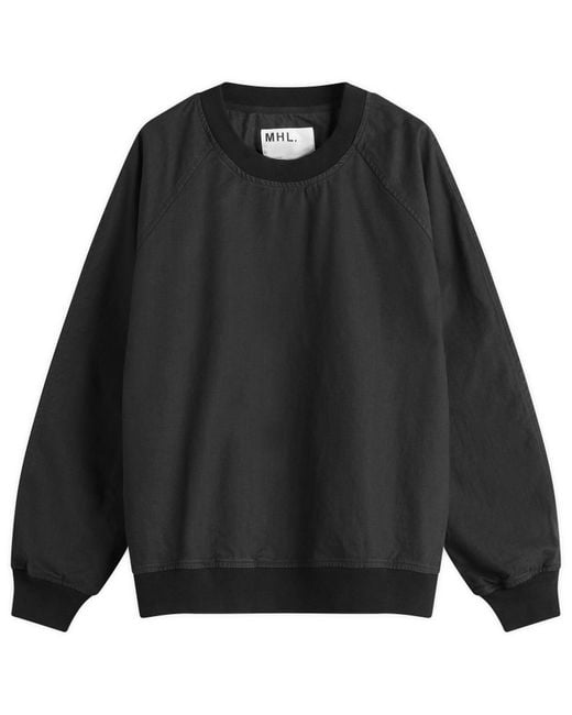 MHL by Margaret Howell Black Woven Crew Sweatshirt for men