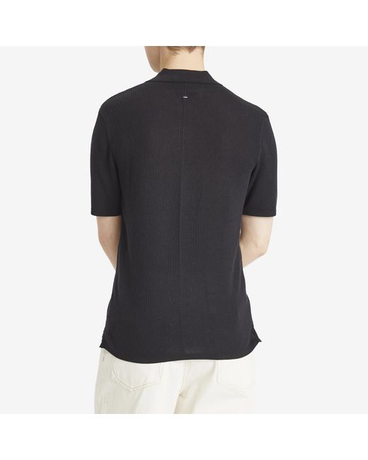 Rag & Bone Black Harvey Knit Polo Shirt for men