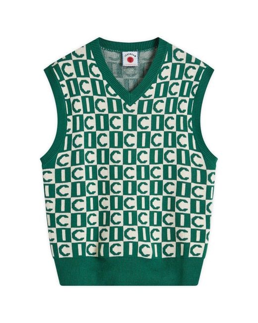 ICECREAM Green Monogram Knitted Vest for men
