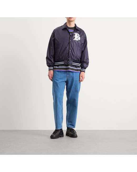 Beams Plus Blue B Satin Varsity Jacket for men
